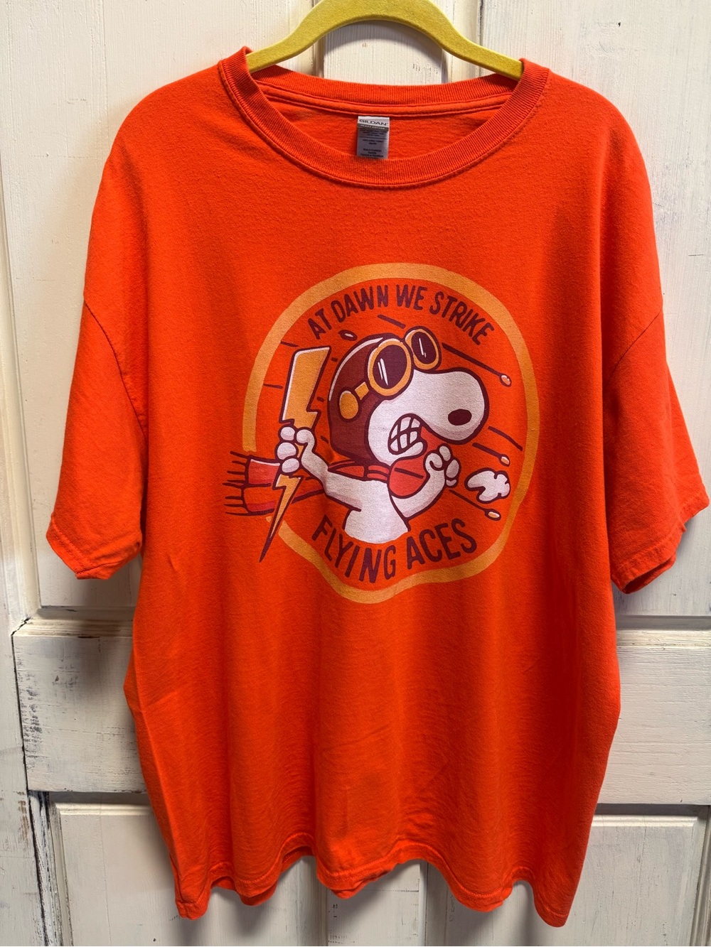 Men’s Orange "Flying Aces" Snoopy Dog T-Shirt